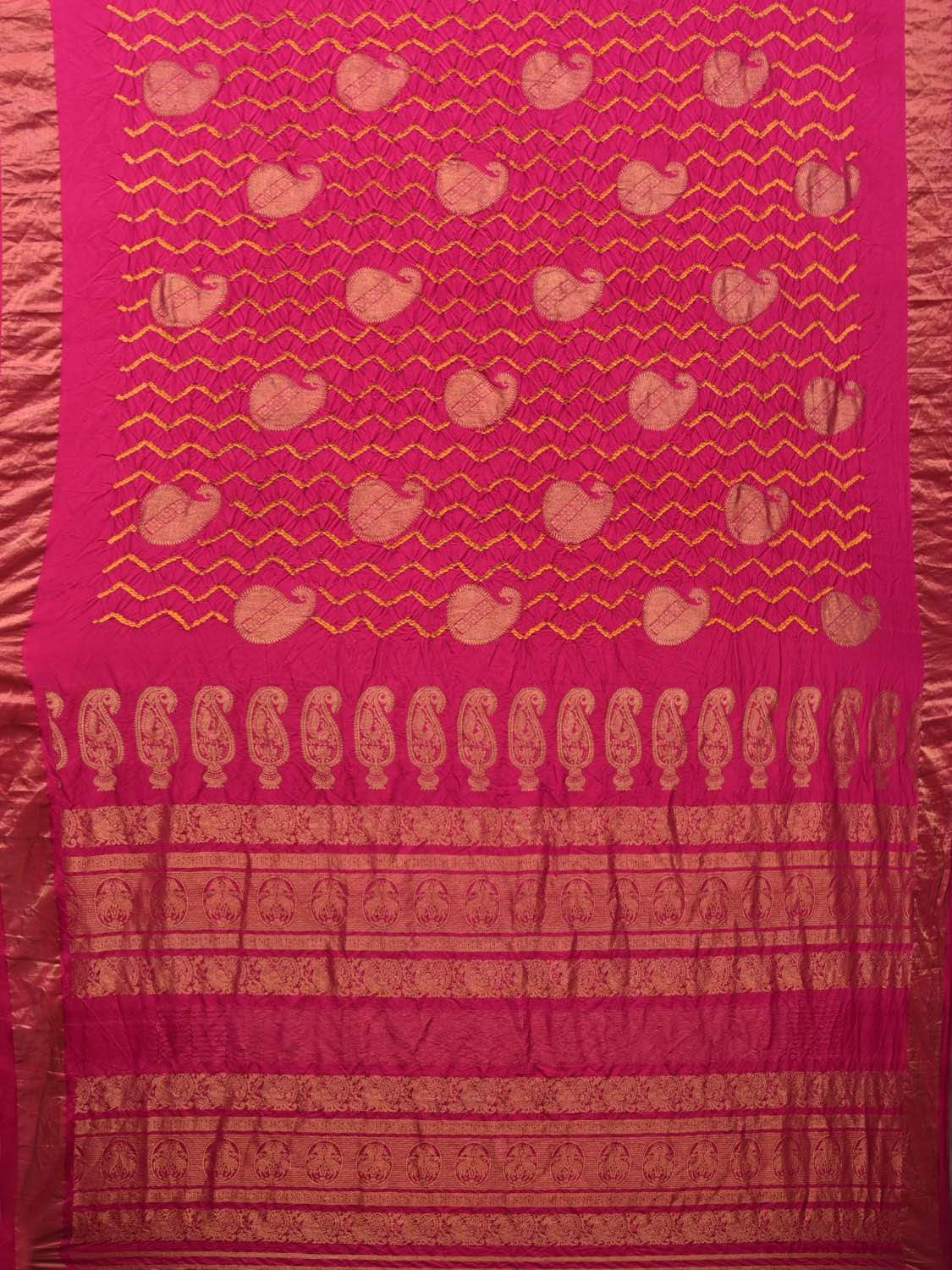Pink Bandhani Kanchipuram Silk Handloom Saree with Mango Body Buta and Pallu Design bn0227