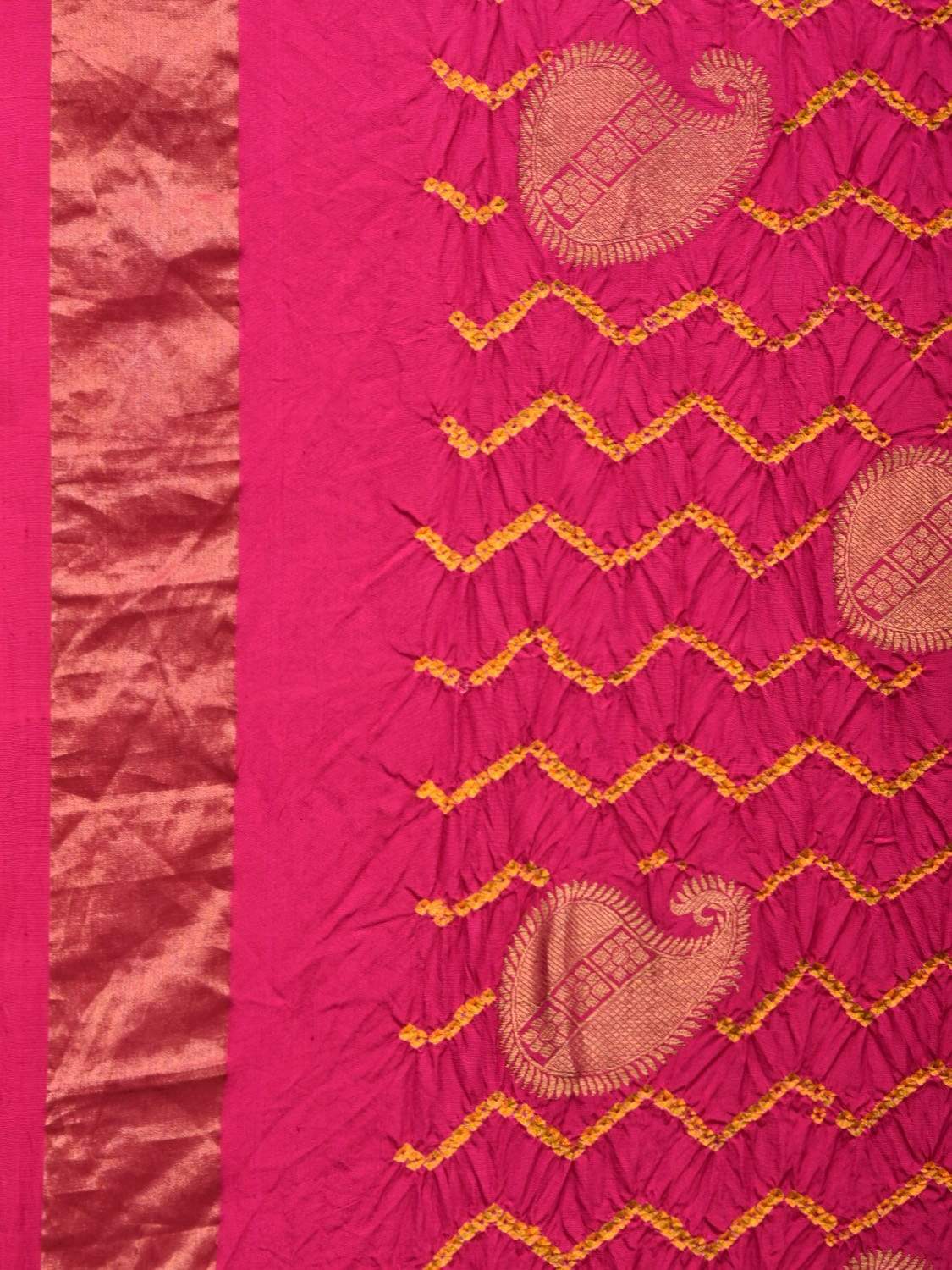 Pink Bandhani Kanchipuram Silk Handloom Saree with Mango Body Buta and Pallu Design bn0227