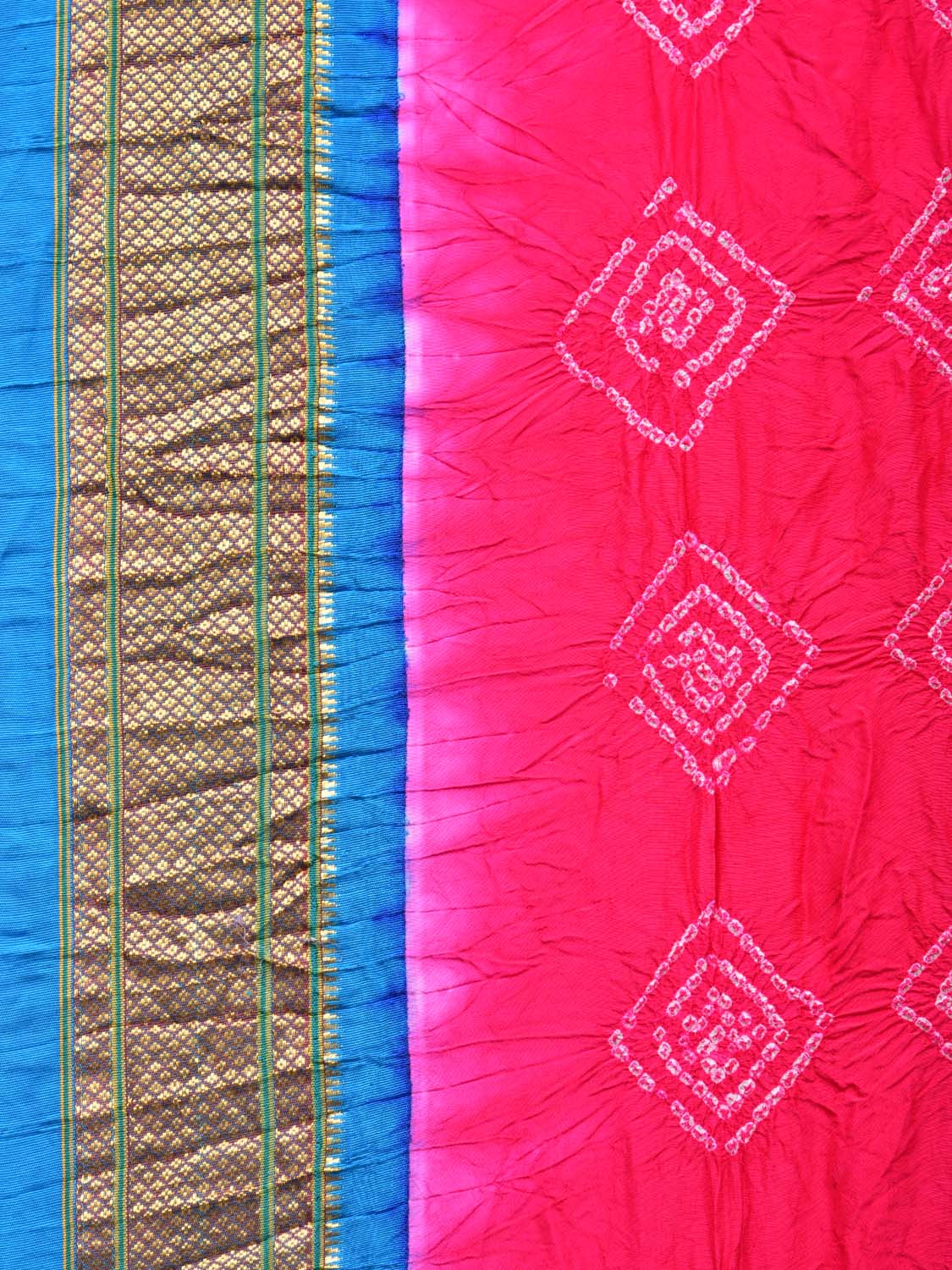Pink Bandhani Paithani Silk Handloom Saree with Pallu Design bn0185