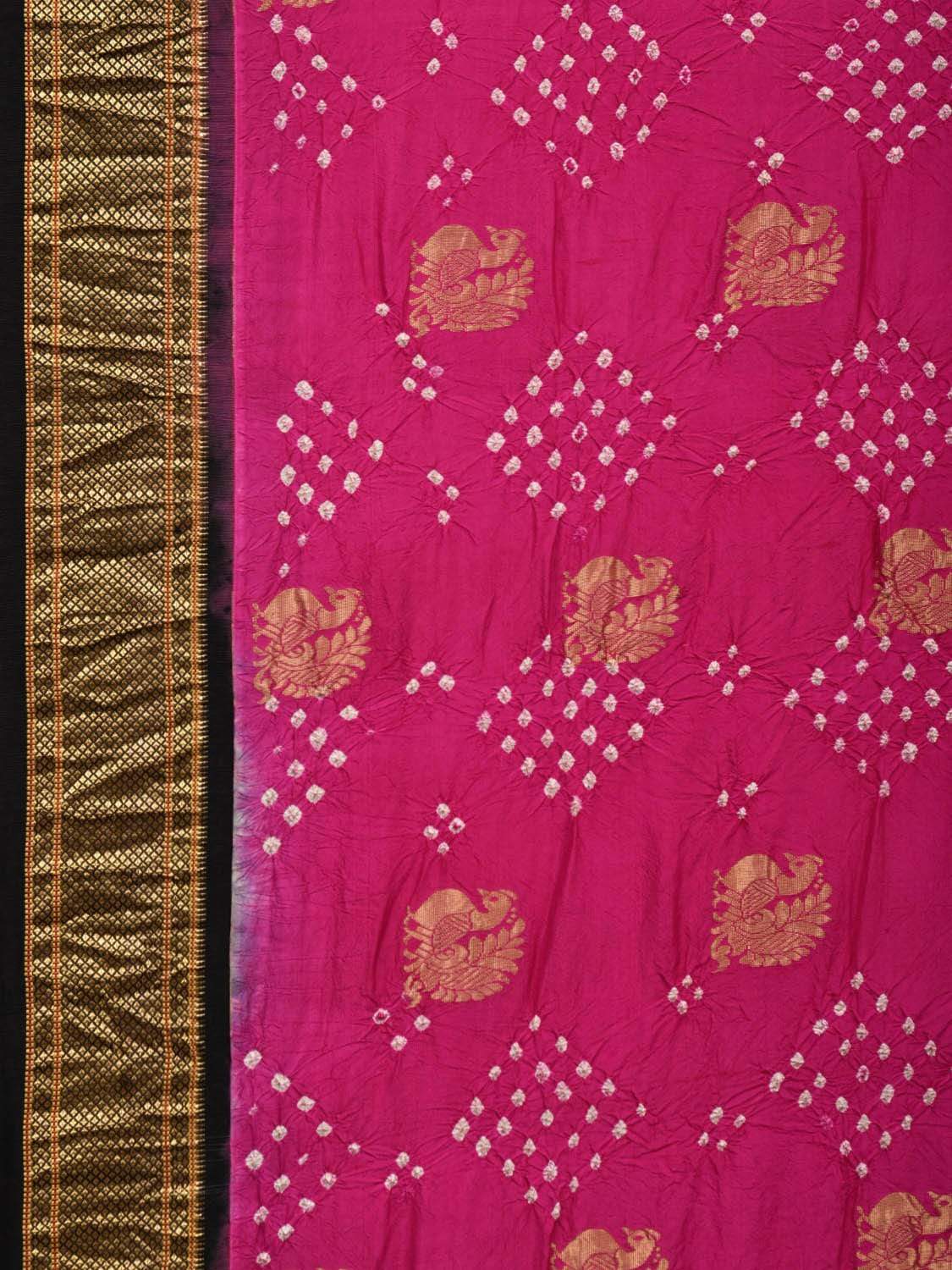 Pink Bandhani Paithani Silk Handloom Saree with Pallu Design bn0234