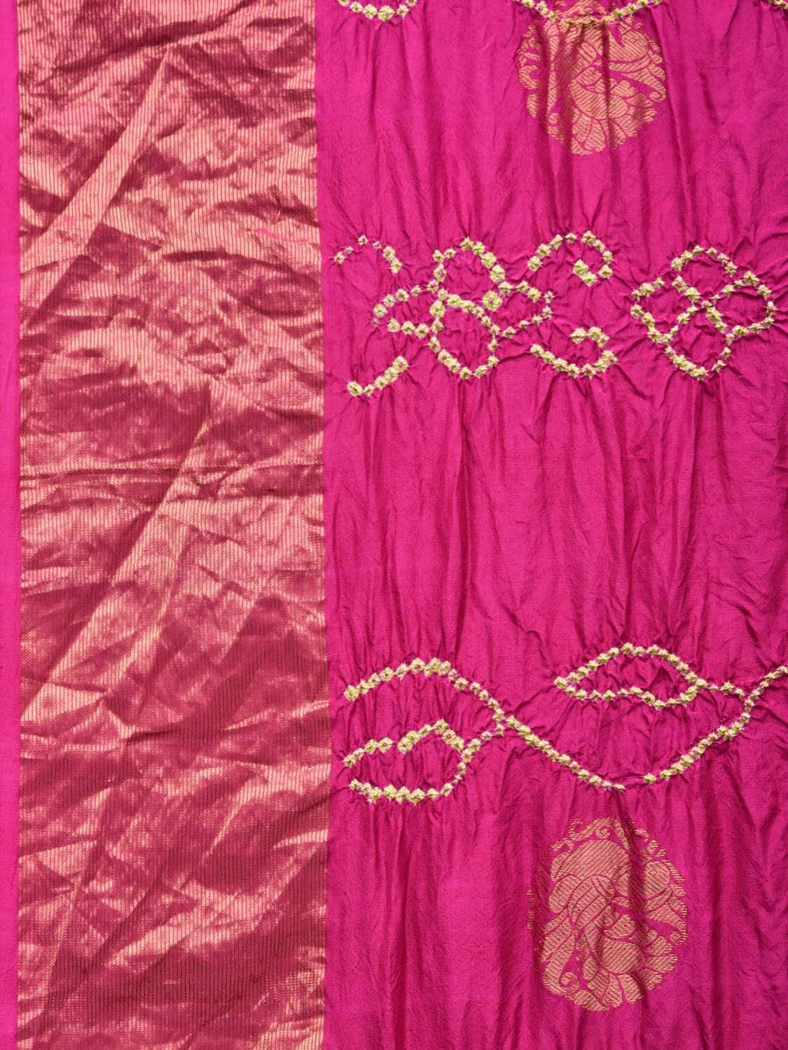 Pink Bandhani Uppada Silk Handloom Saree with Nilambari Buta Design bn0191