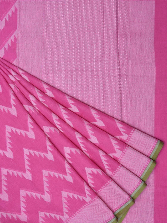 Pink Cotton Cut Work Handloom Saree with Zig-Zag Design o0192