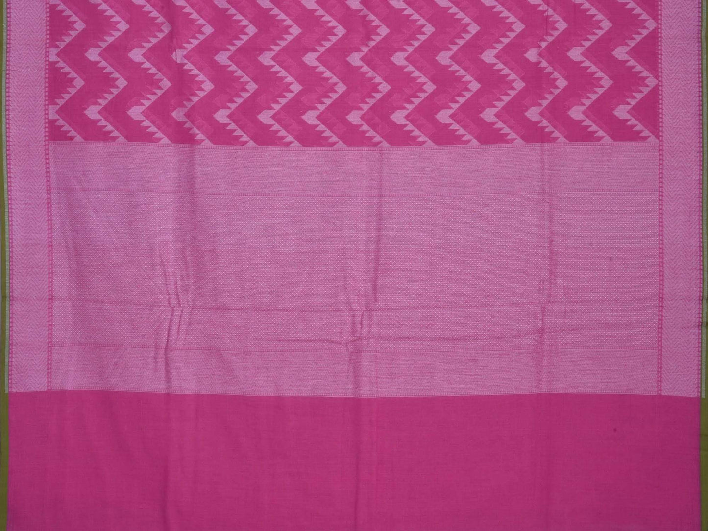 Pink Cotton Cut Work Handloom Saree with Zig-Zag Design o0192