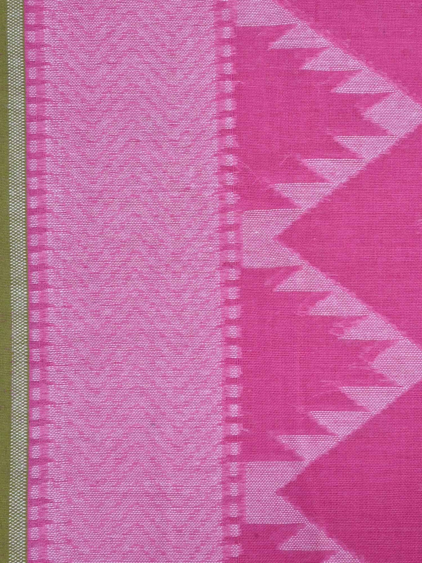 Pink Cotton Cut Work Handloom Saree with Zig-Zag Design o0192