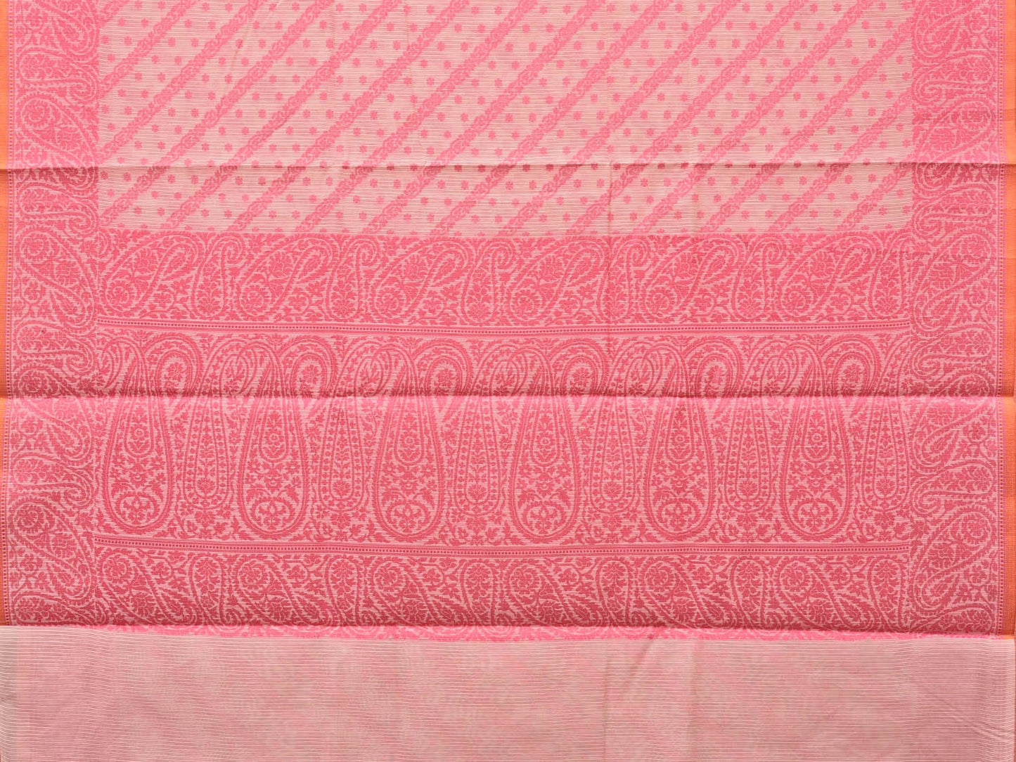 Pink Cut Work Sico Cotton Saree with Diagonal and Mango Border Design o0421