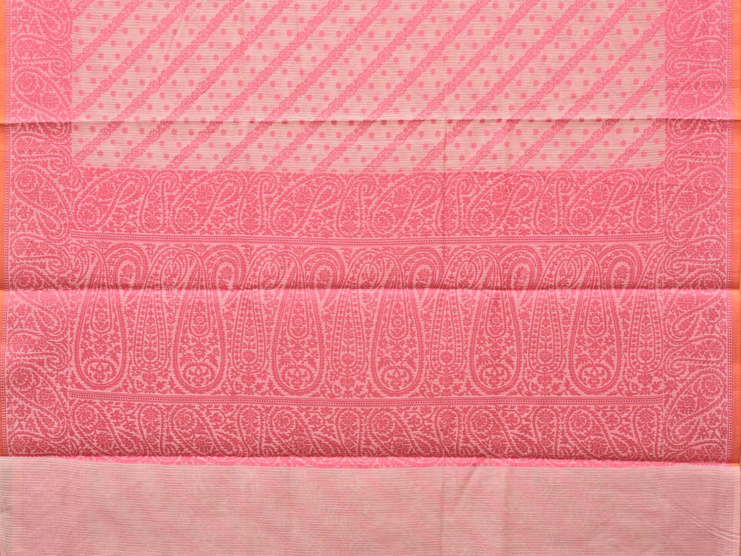 Pink Cut Work Sico Cotton Saree with Diagonal and Mango Border Design o0421