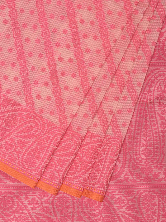 Pink Cut Work Sico Cotton Saree with Diagonal and Mango Border Design o0421
