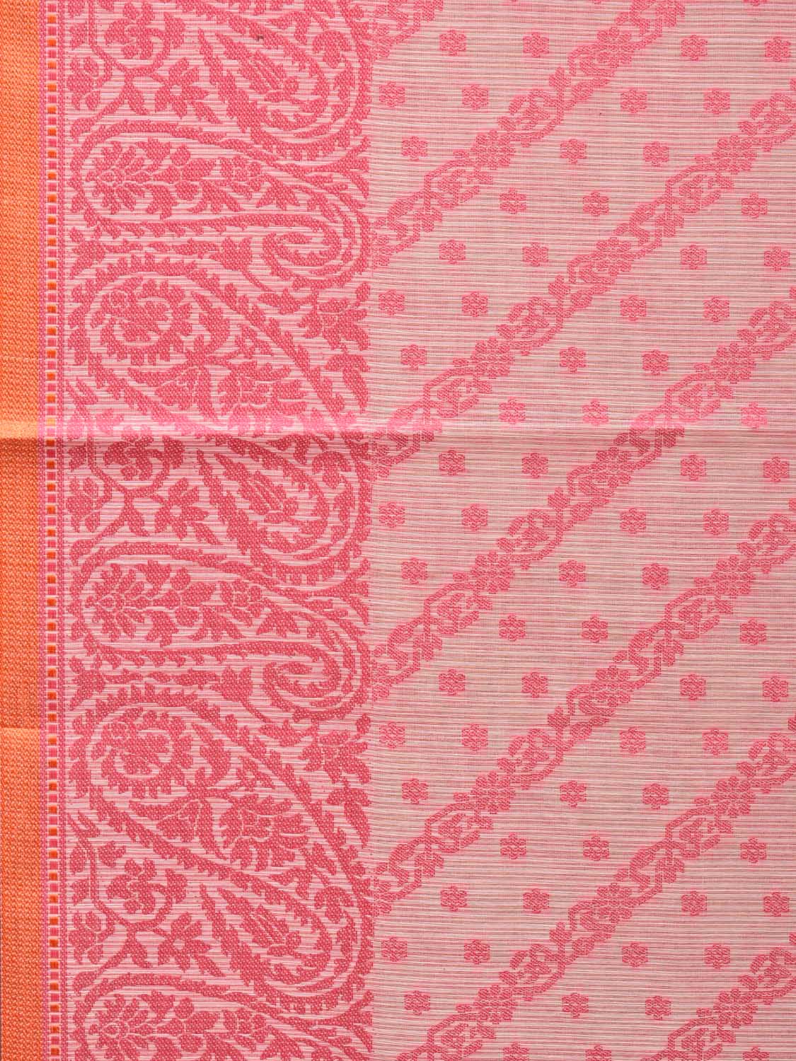 Pink Cut Work Sico Cotton Saree with Diagonal and Mango Border Design o0421