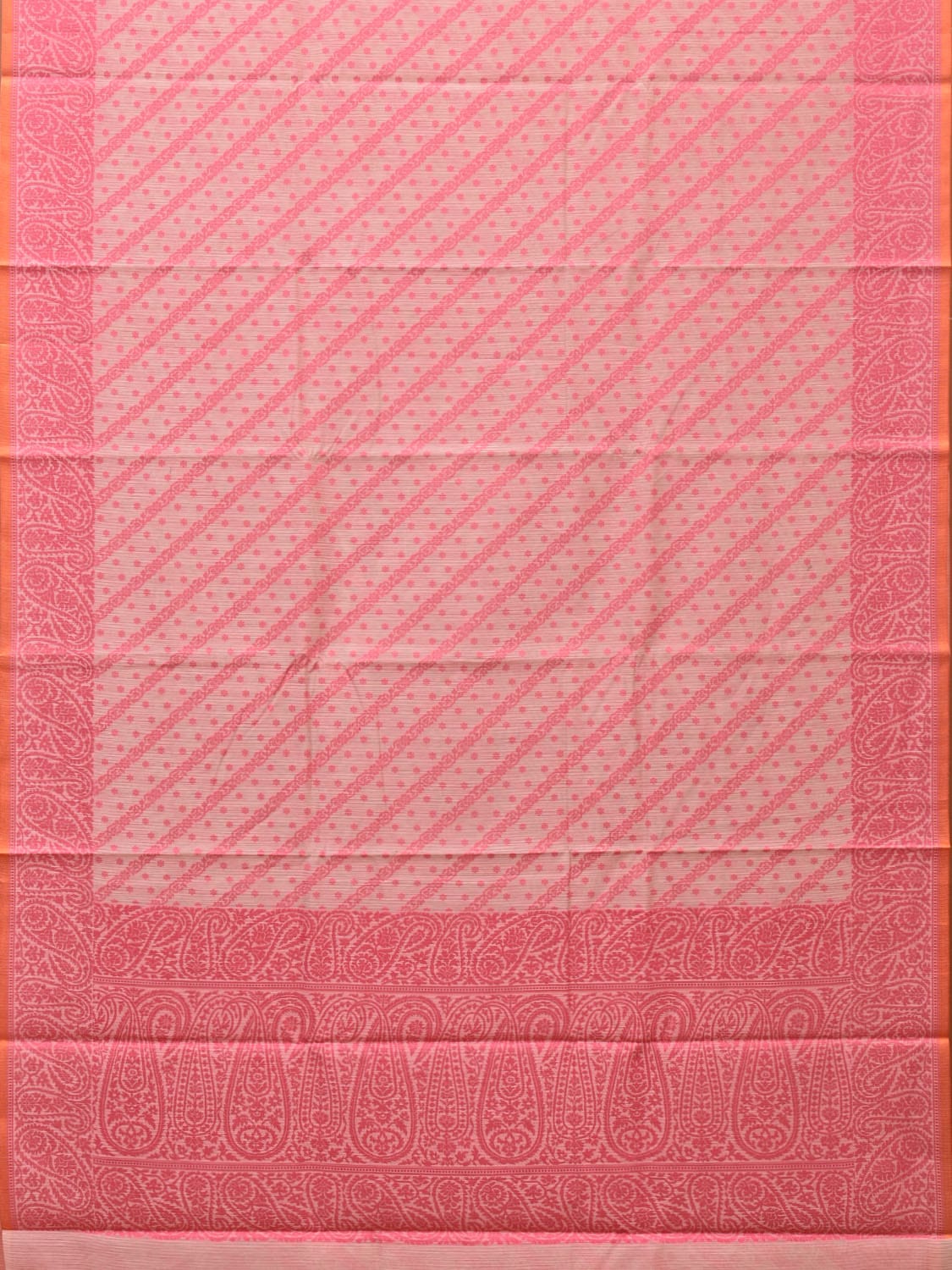 Pink Cut Work Sico Cotton Saree with Diagonal and Mango Border Design o0421