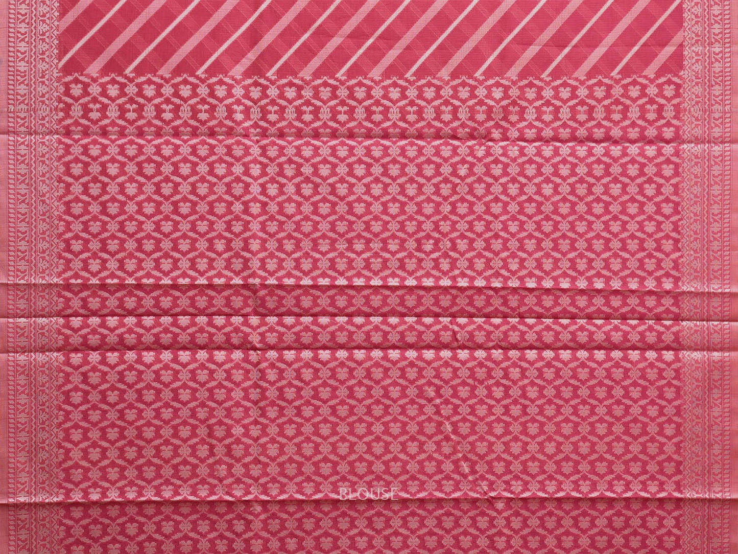 Pink Dhakai Jamdani Cotton Viscose Saree with Diagonal and Border Design dj0060