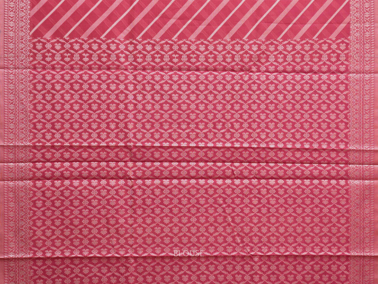 Pink Dhakai Jamdani Cotton Viscose Saree with Diagonal and Border Design dj0060