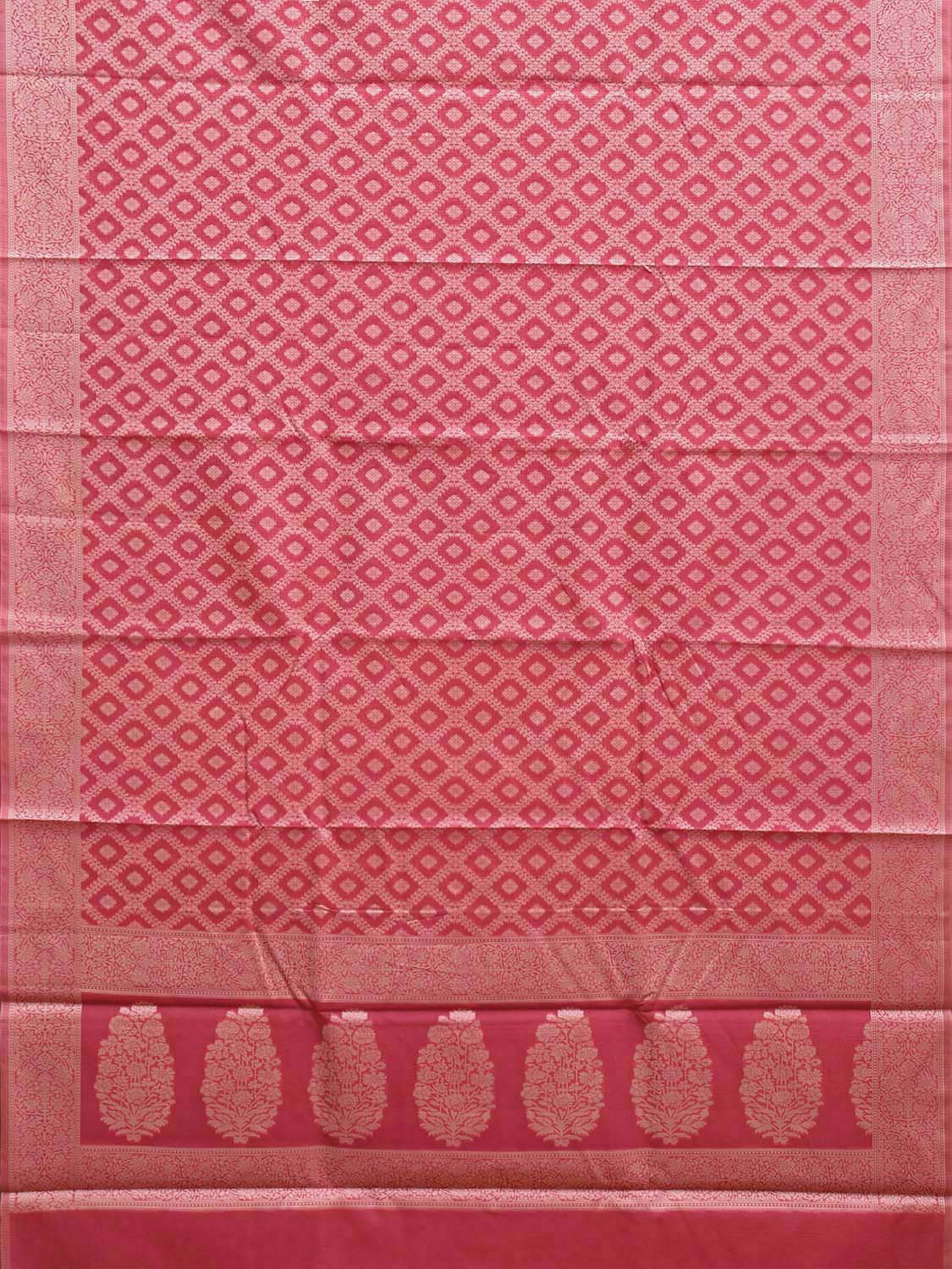 Pink Dhakai Jamdani Cotton Viscose Saree with Grill and Floral Pallu Design dj0068