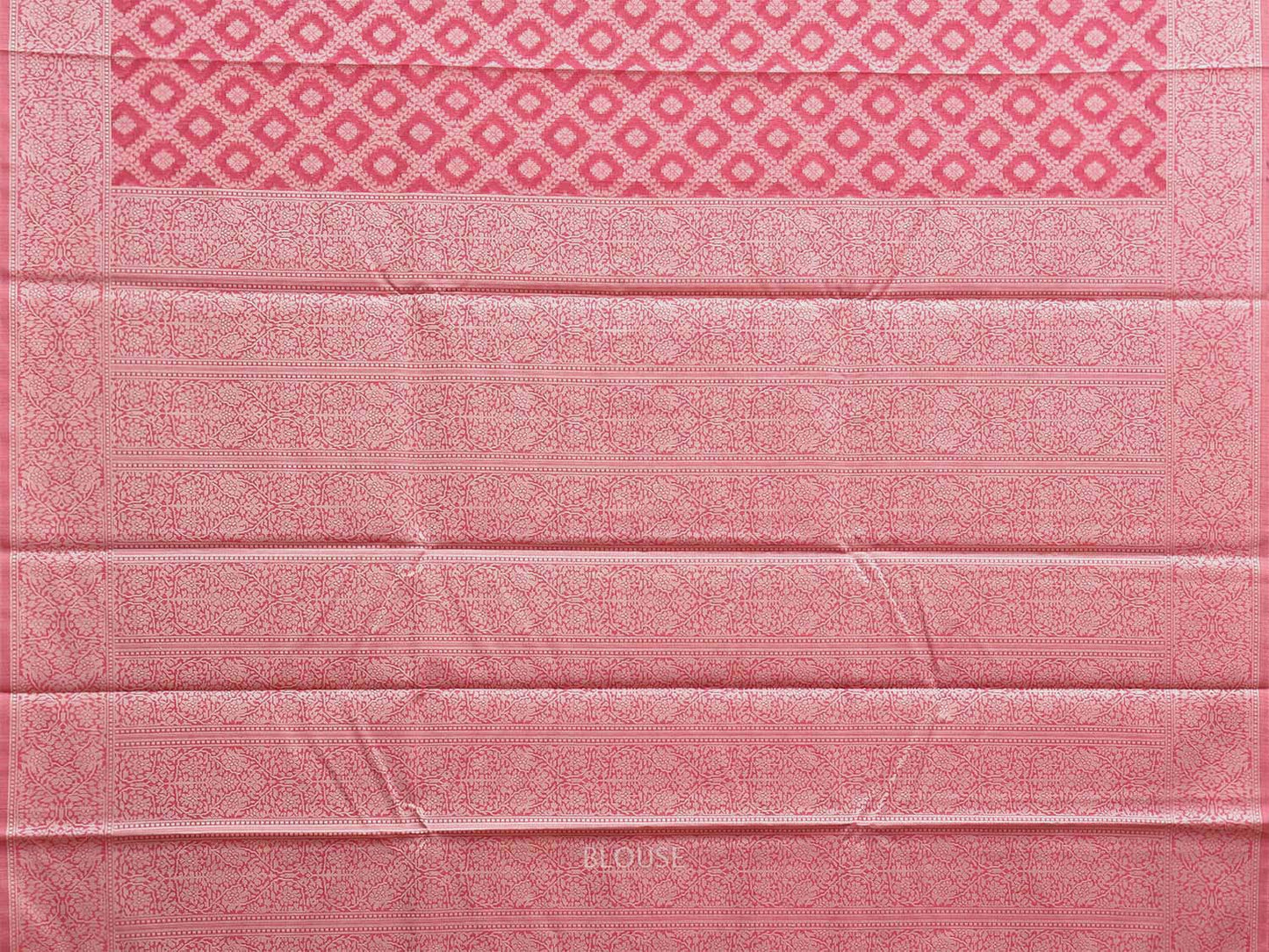 Pink Dhakai Jamdani Cotton Viscose Saree with Grill and Floral Pallu Design dj0068