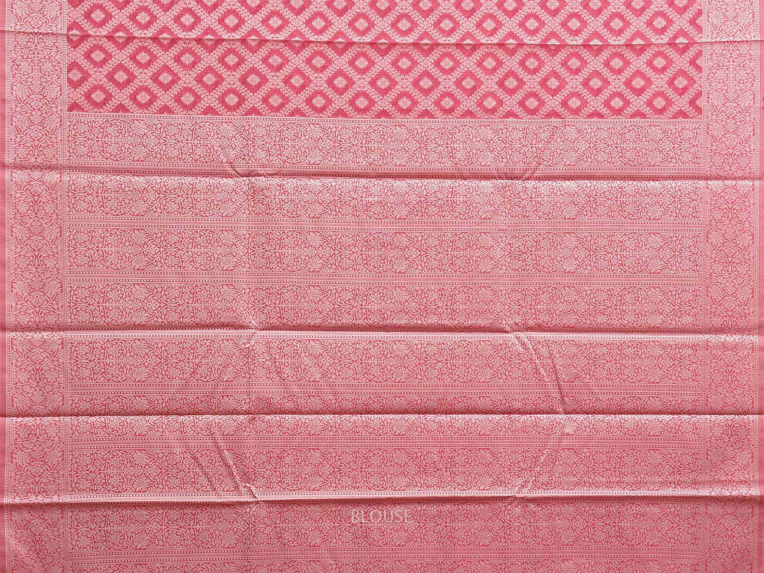 Pink Dhakai Jamdani Cotton Viscose Saree with Grill and Floral Pallu Design dj0068