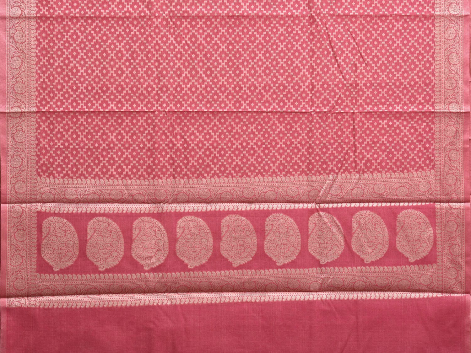 Pink Dhakai Jamdani Cotton Viscose Saree with Grill and Mango Pallu Design dj0070