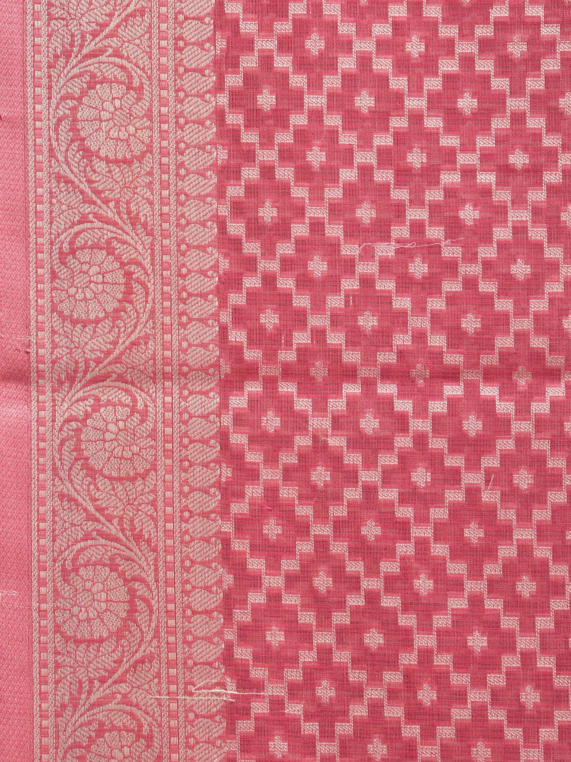 Pink Dhakai Jamdani Cotton Viscose Saree with Grill and Mango Pallu Design dj0070
