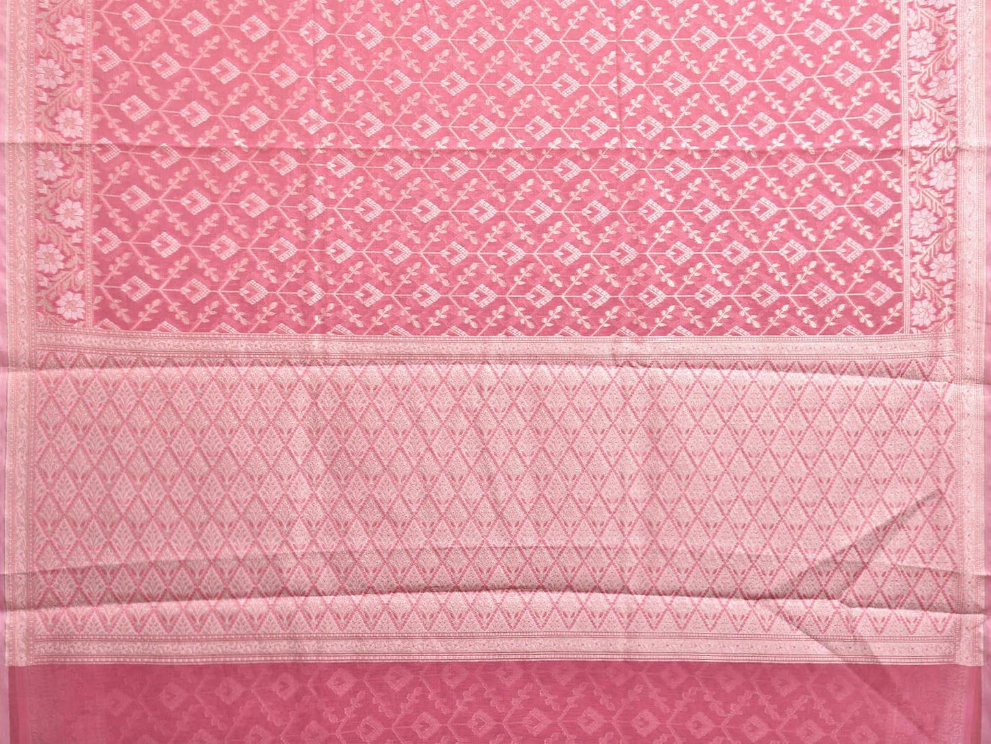 Pink Dhakai Jamdani Cotton Viscose Saree with Grill Body and Border Design dj0096