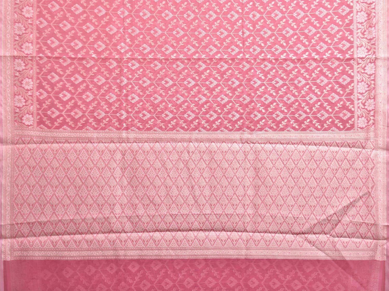 Pink Dhakai Jamdani Cotton Viscose Saree with Grill Body and Border Design dj0096