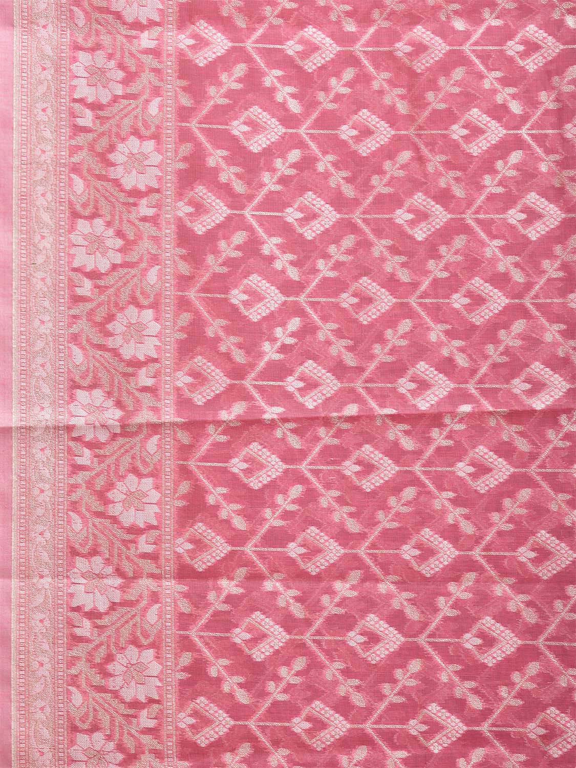 Pink Dhakai Jamdani Cotton Viscose Saree with Grill Body and Border Design dj0096