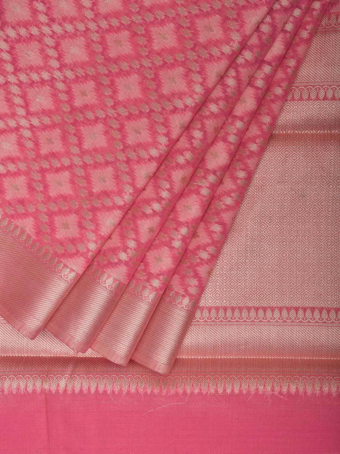 Pink Dhakai Jamdani Cotton Viscose Saree with Grill Design dj0034