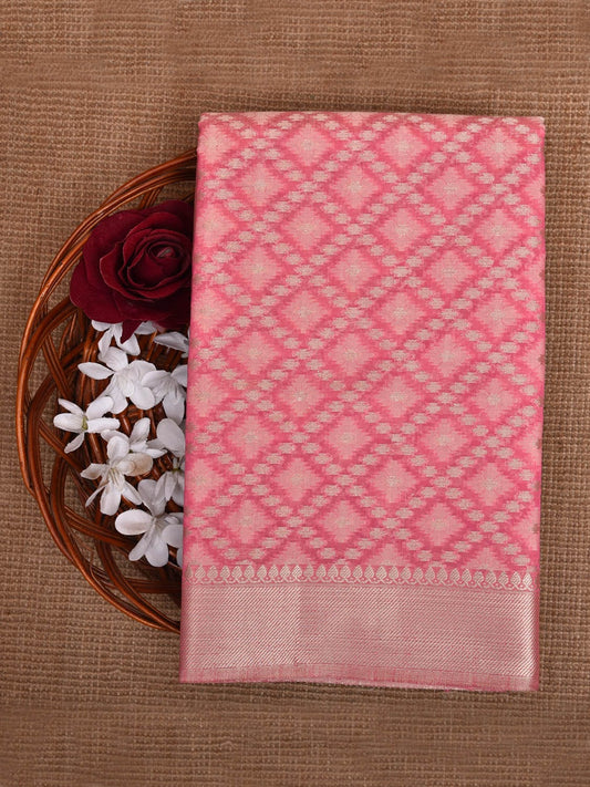 Pink Dhakai Jamdani Cotton Viscose Saree with Grill Design dj0034