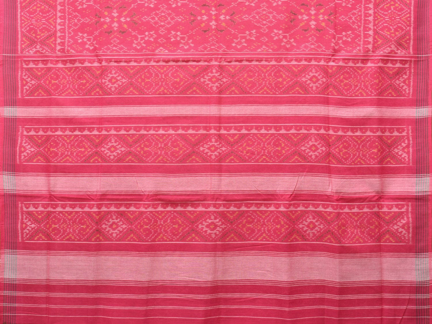 Pink Ikat Cotton Handloom Saree with Grill Design i0807