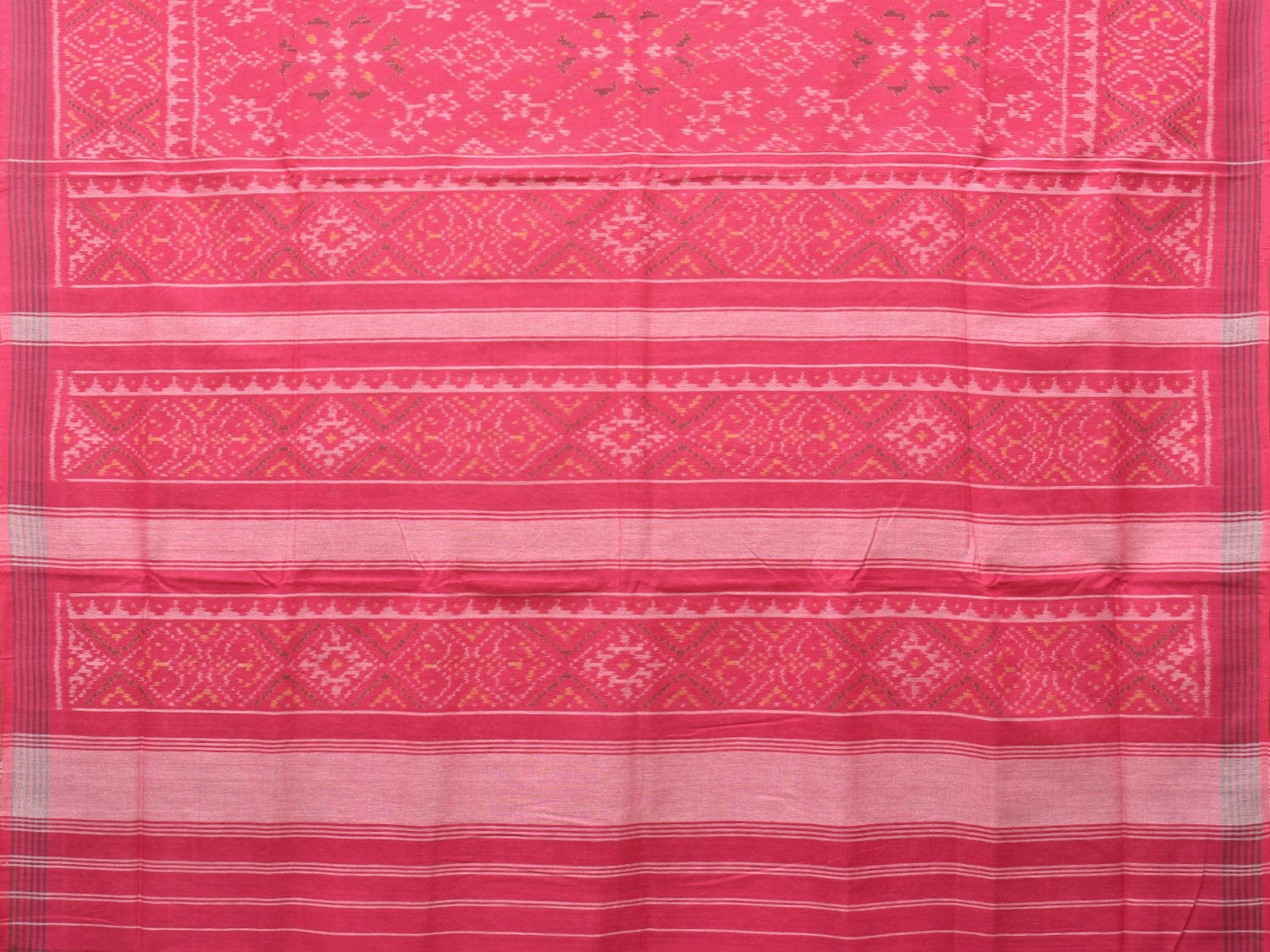 Pink Ikat Cotton Handloom Saree with Grill Design i0807