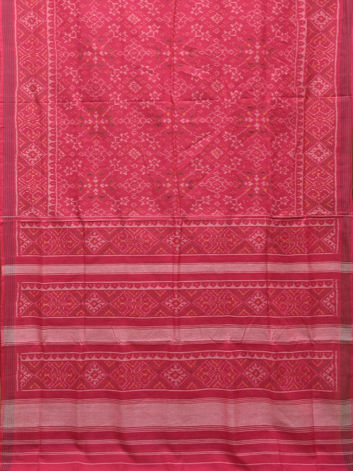 Pink Ikat Cotton Handloom Saree with Grill Design i0810