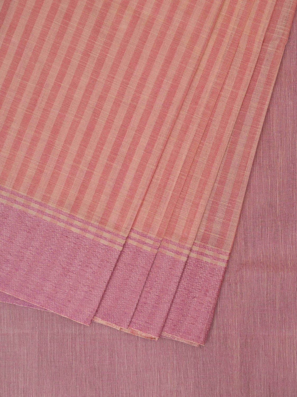 Pink Kanchipuram Cotton Handloom Saree with Strips Body Design k0593