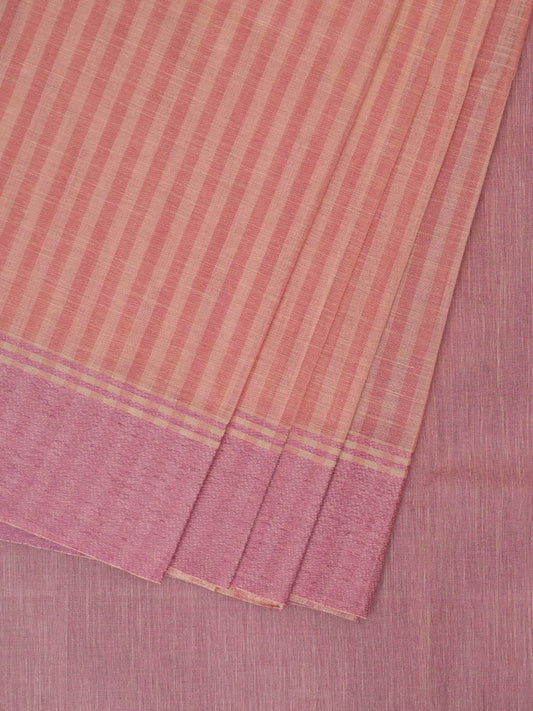 Pink Kanchipuram Cotton Handloom Saree with Strips Body Design k0593