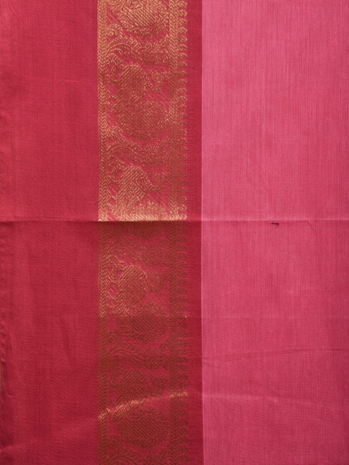 Pink Kanchipuram Cotton Plain Saree with Ganga-Jamuna Border Design k0615