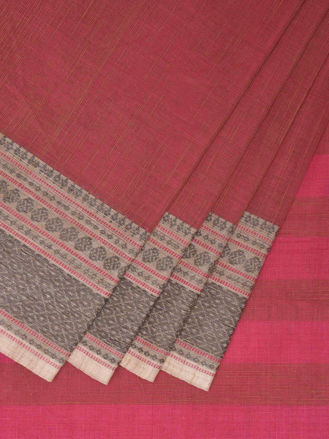 Pink Kanchipuram Cotton Saree with Strips Pallu Design k0600