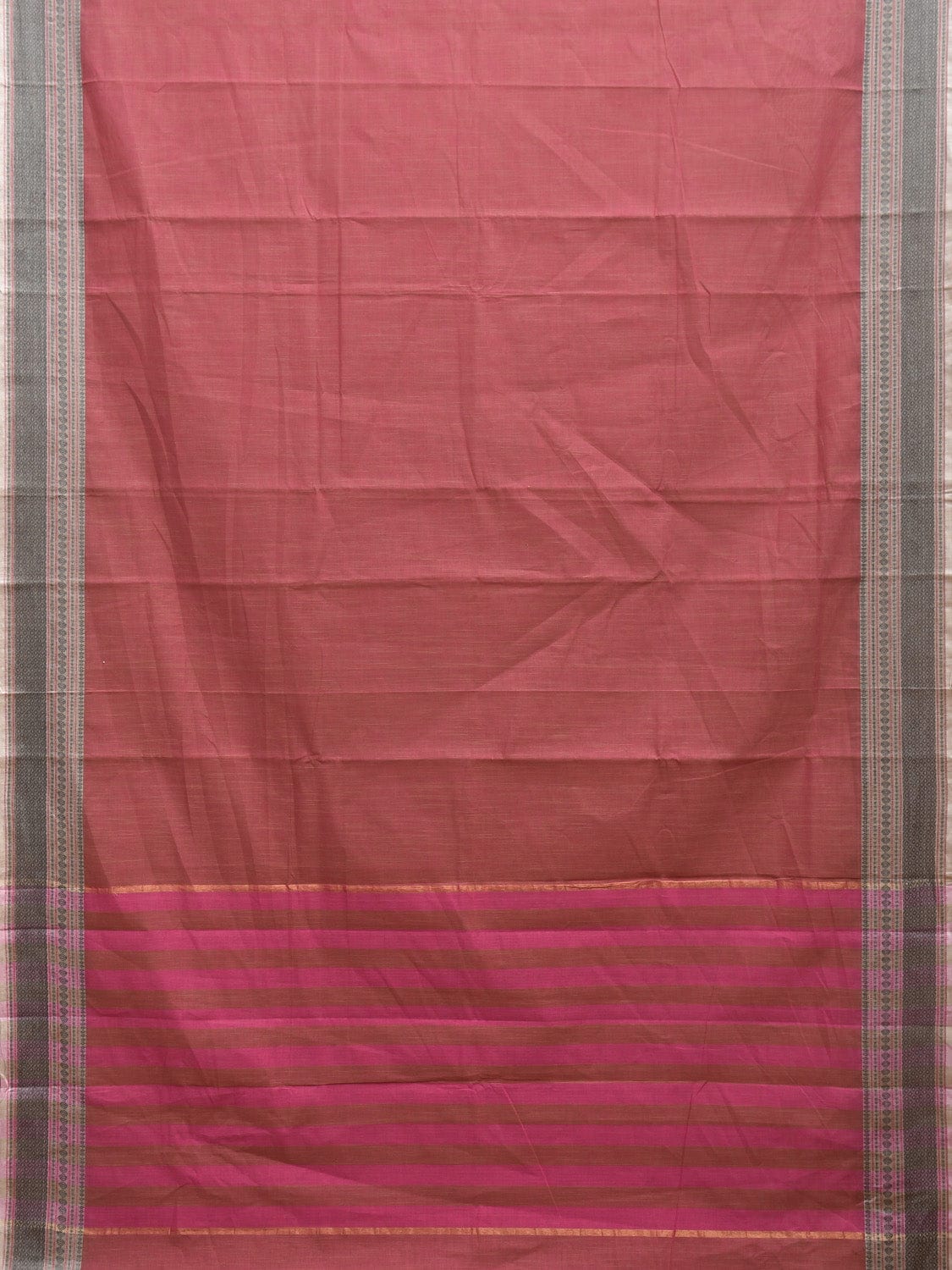 Pink Kanchipuram Cotton Saree with Strips Pallu Design k0600