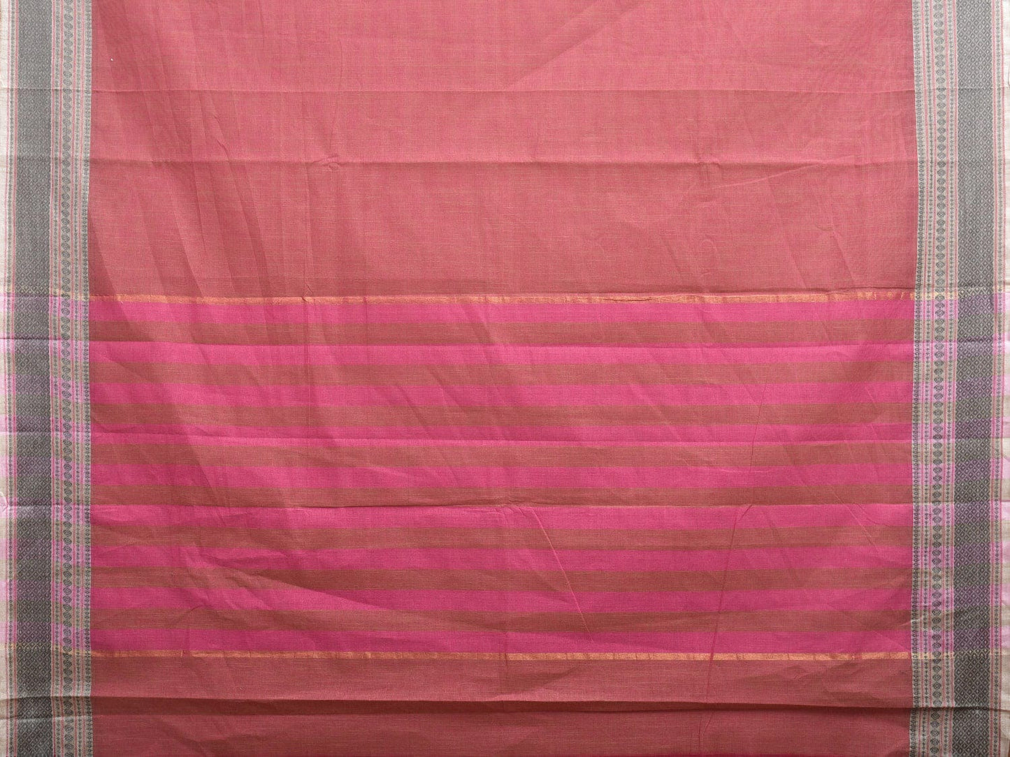 Pink Kanchipuram Cotton Saree with Strips Pallu Design k0600