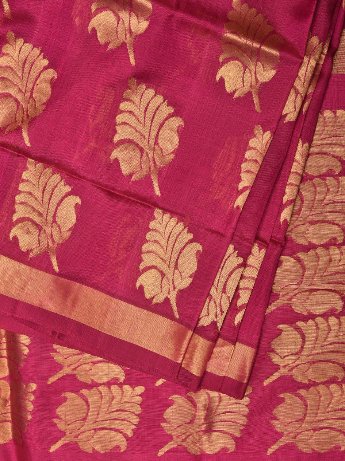 Pink Kanchipuram Silk Handloom Saree with All Over Leaf Buta Design o0452