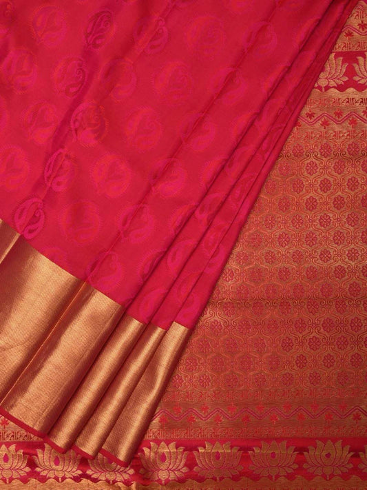 Pink Kanchipuram Silk Handloom Saree with Body Buta and Pallu Design k0510