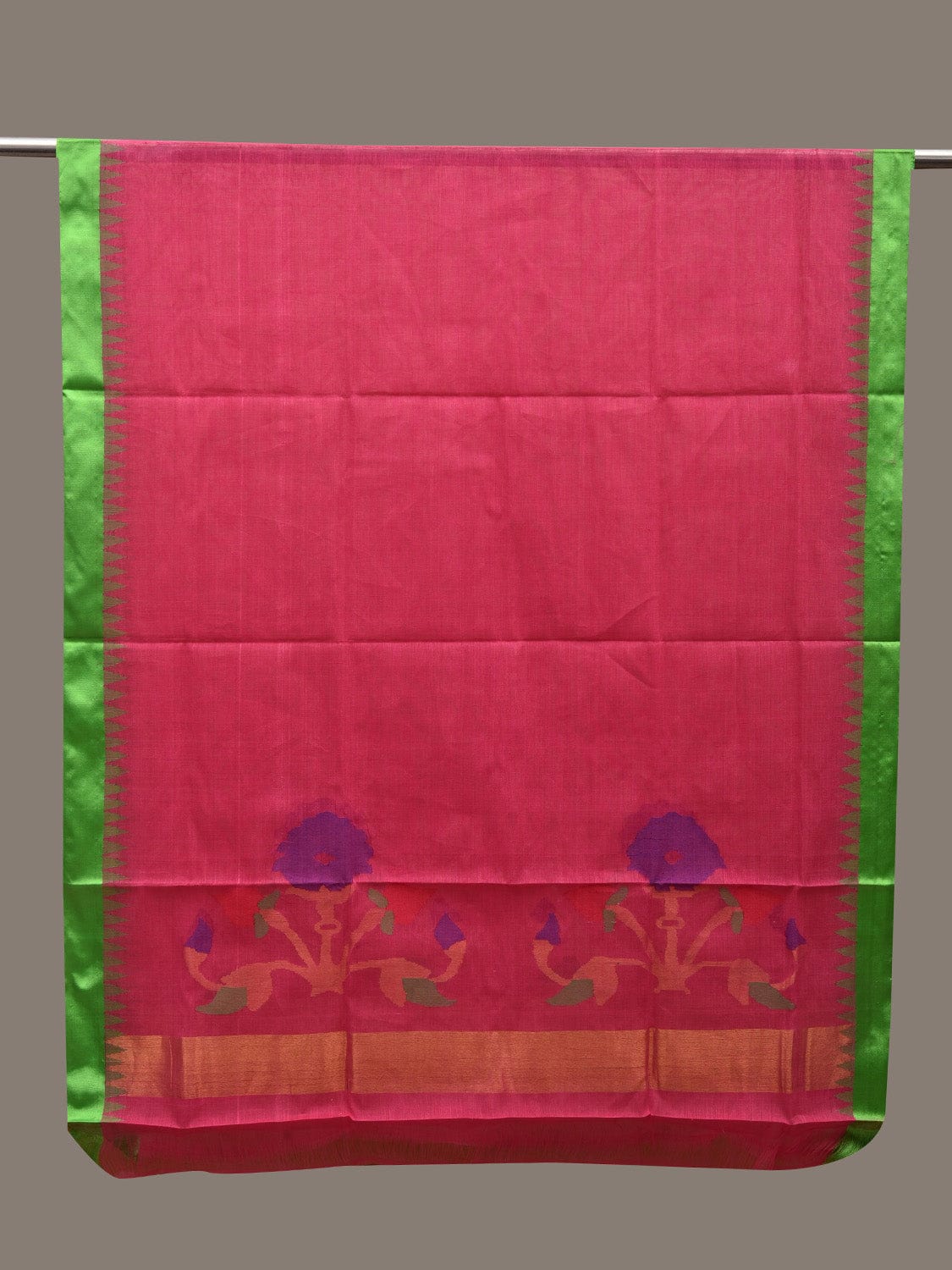 Pink Khadi Cotton Handloom Dupatta with Flower Design ds2653