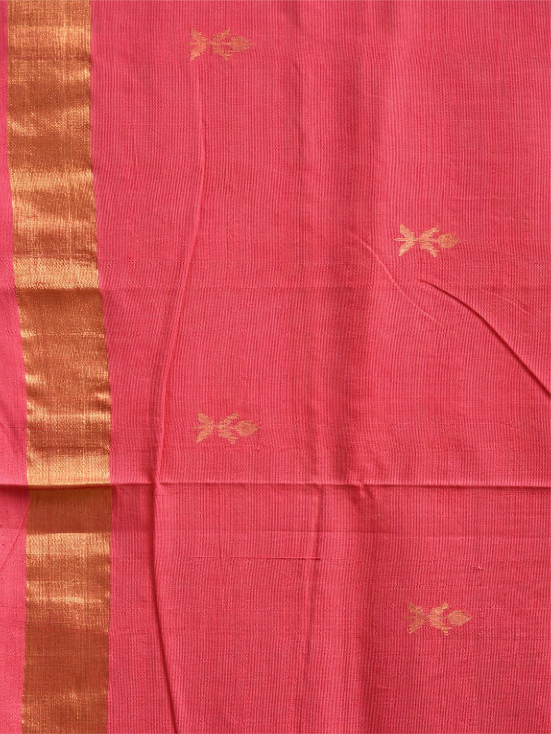 Pink Khadi Cotton Handloom Saree with Jamdani Buta Design kh0707