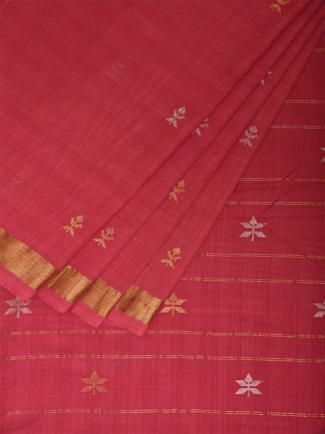Pink Khadi Cotton Handloom Saree with Jamdani Buta Design kh0707