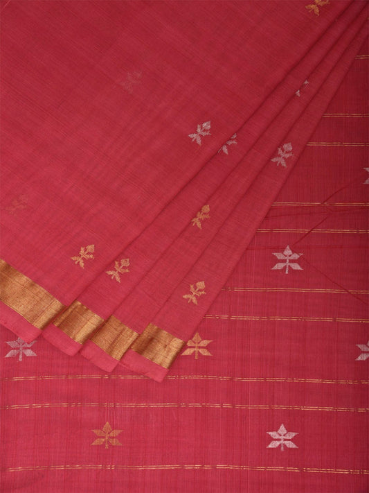 Pink Khadi Cotton Handloom Saree with Jamdani Buta Design kh0707