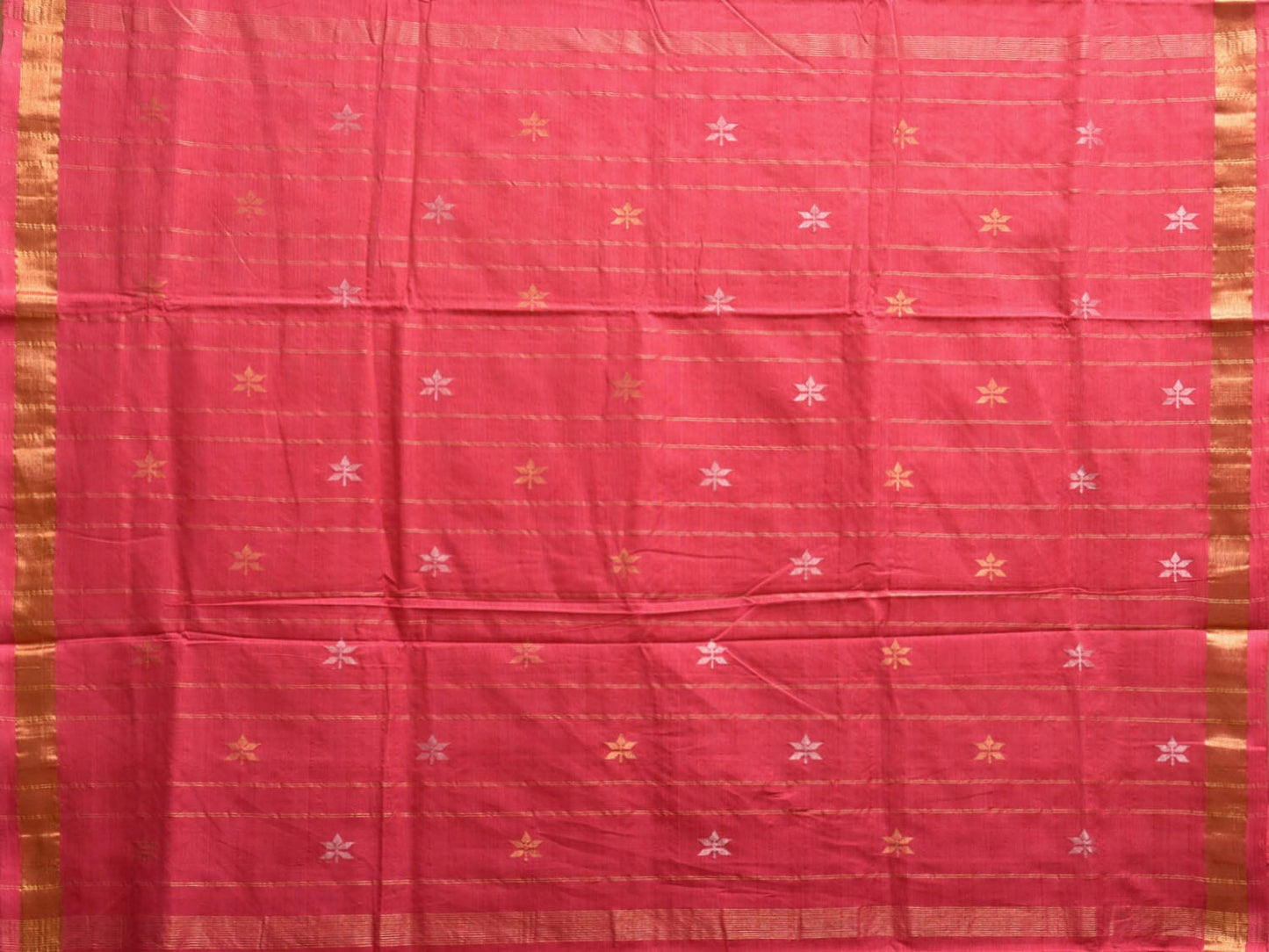 Pink Khadi Cotton Handloom Saree with Jamdani Buta Design kh0707