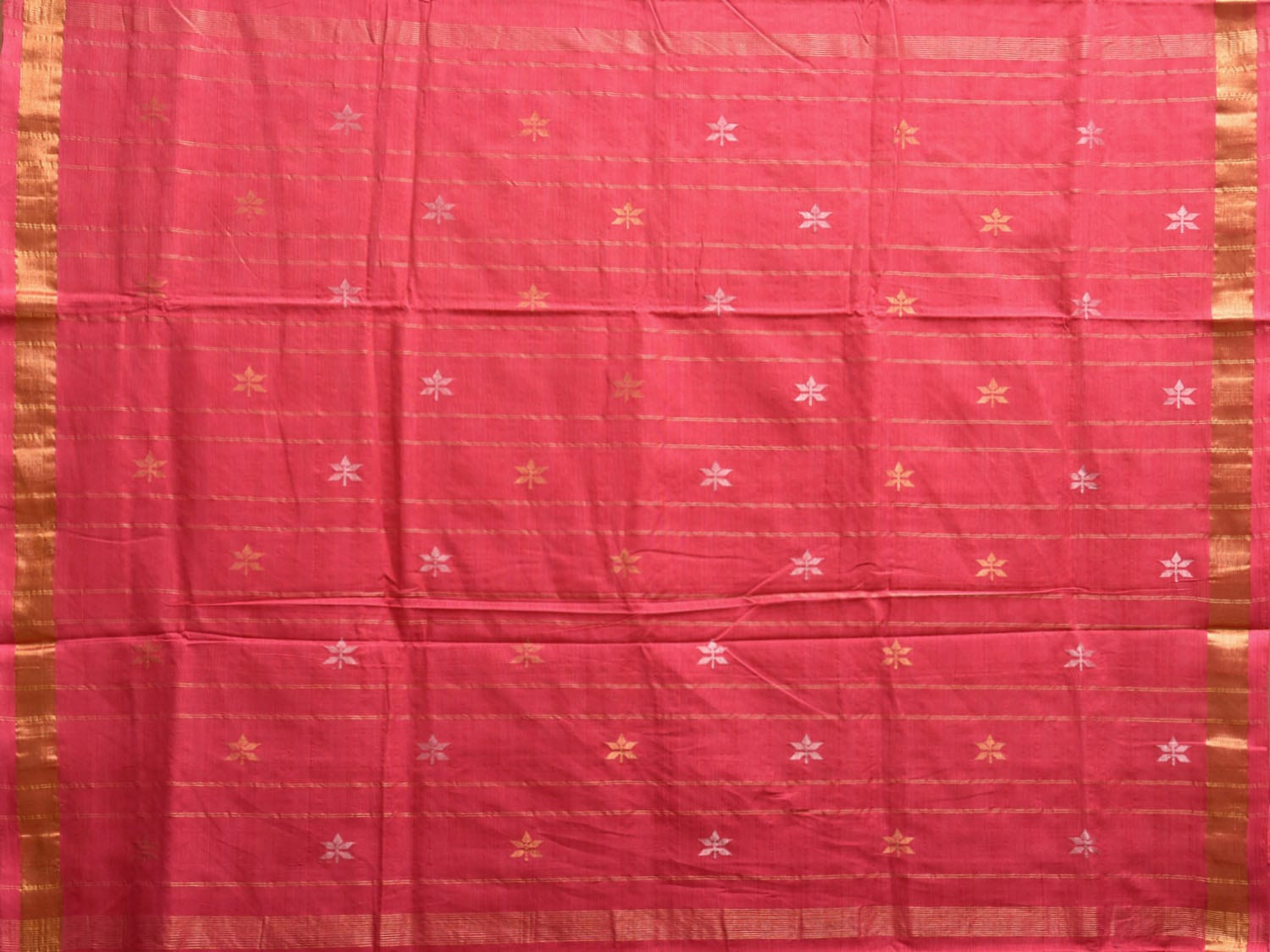 Pink Khadi Cotton Handloom Saree with Jamdani Buta Design kh0707