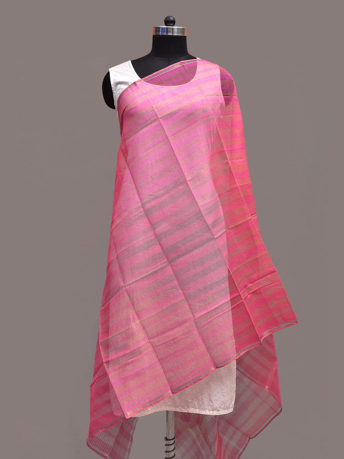 Pink Kota Silk Handloom Dupatta with Strips Design ds3652