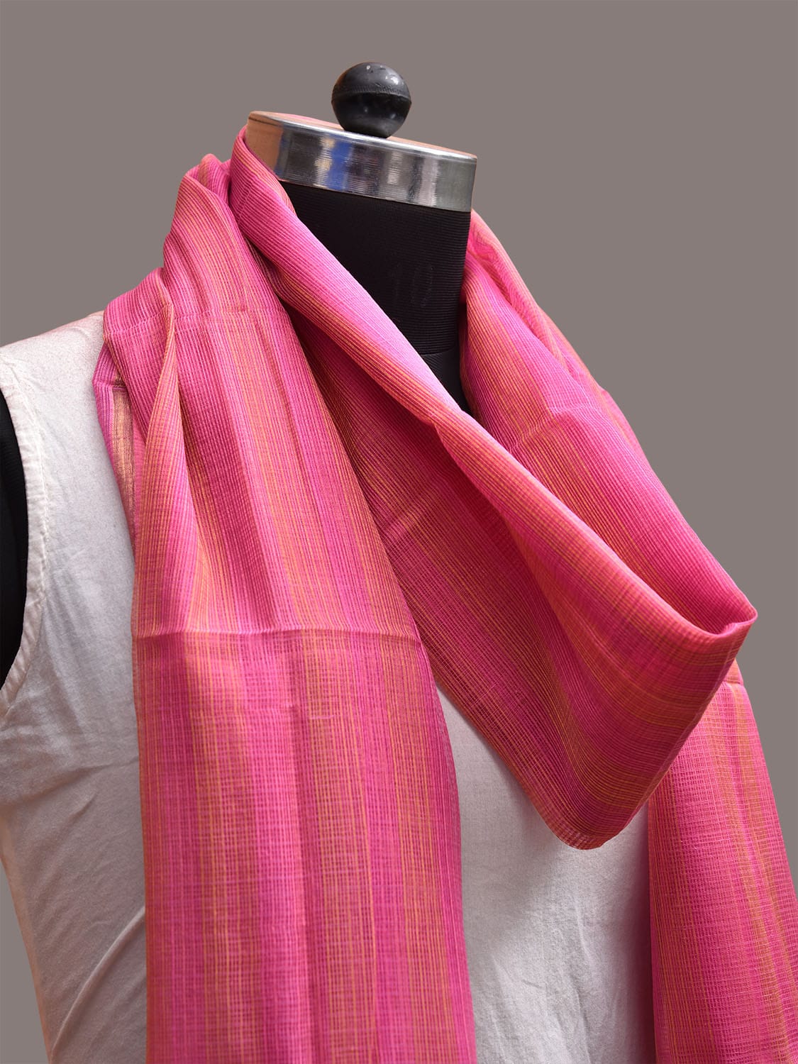 Pink Kota Silk Handloom Dupatta with Strips Design ds3652