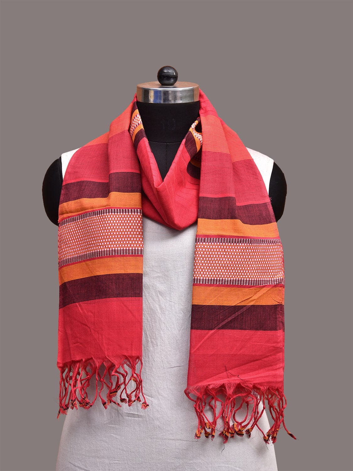 Pink Mangalgiri Cotton Dupatta with Strips Design ds3656
