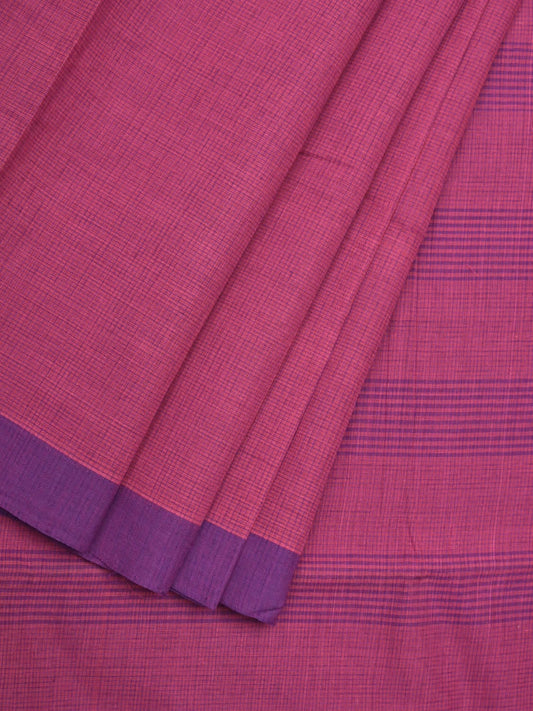 Pink Mangalgiri Cotton Handloom Saree with Small Checks Design mn0060