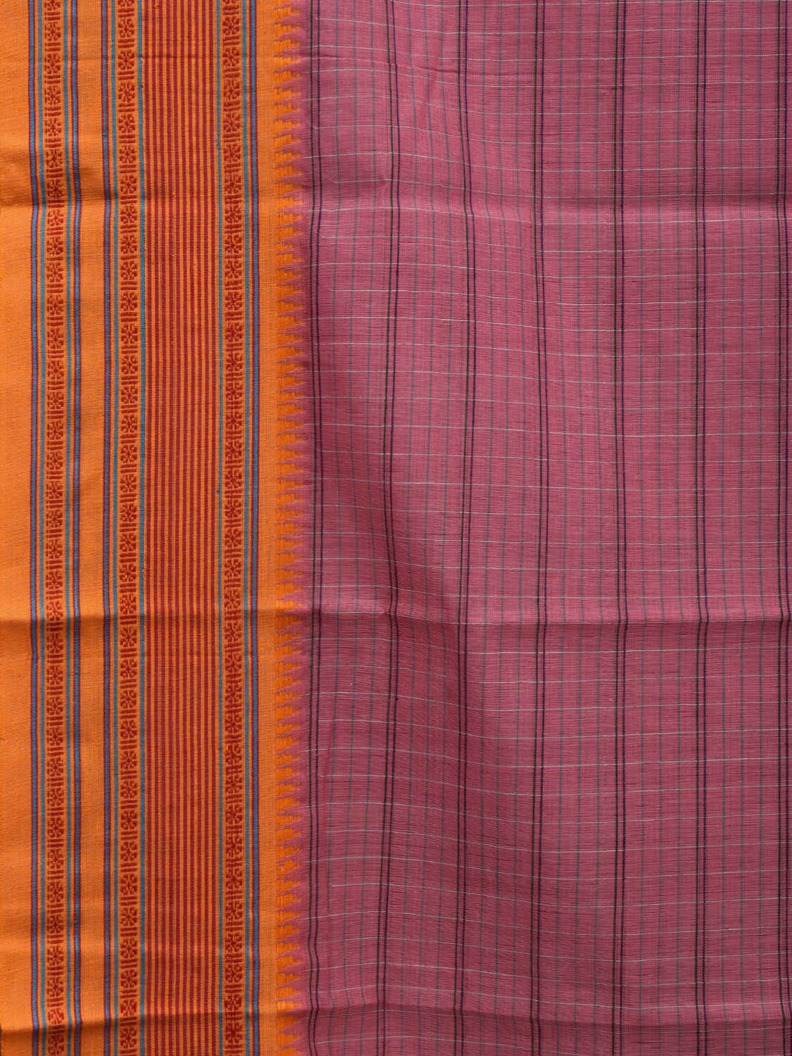Pink Narayanpet Cotton Handloom Saree with Check Design No Blouse np0607
