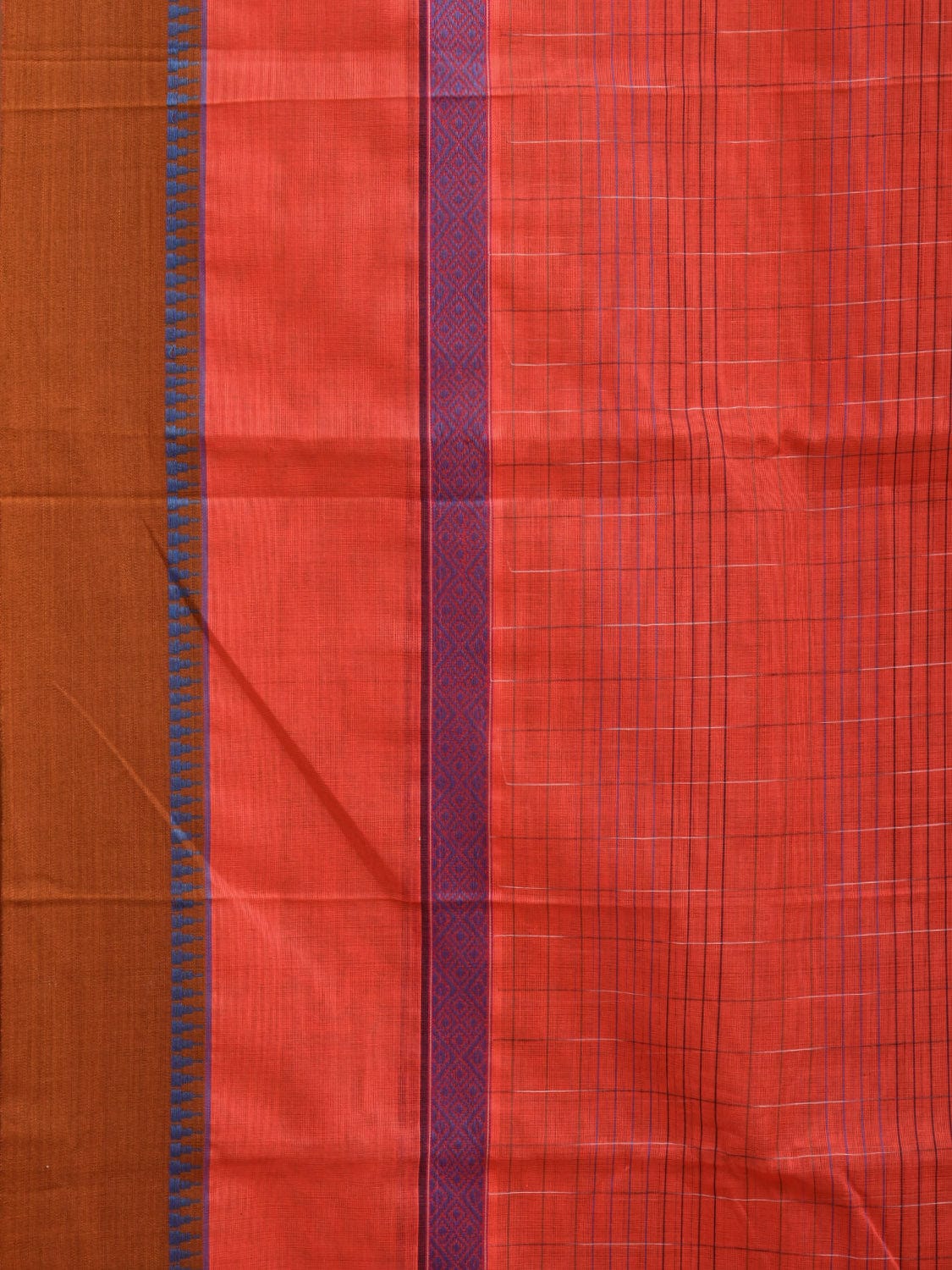 Pink Narayanpet Cotton Handloom Saree with Checks and Big Border Design No Blouse np0859