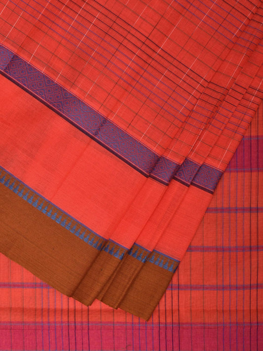 Pink Narayanpet Cotton Handloom Saree with Checks and Big Border Design No Blouse np0859