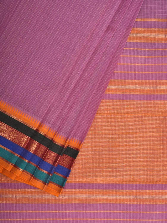 Pink Narayanpet Cotton Handloom Saree with Checks Design No Blouse np0430